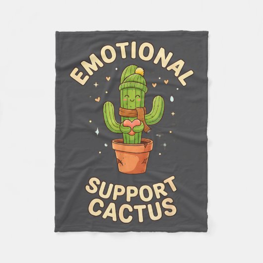 Funny Emotional Suprt Cactus Kawaii Succulent Plan Fleecedecke (Vorderseite)