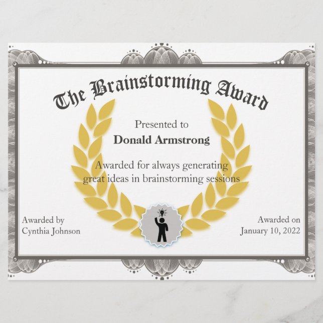 Funny Employee Award - Brainstorming (Vorderseite)