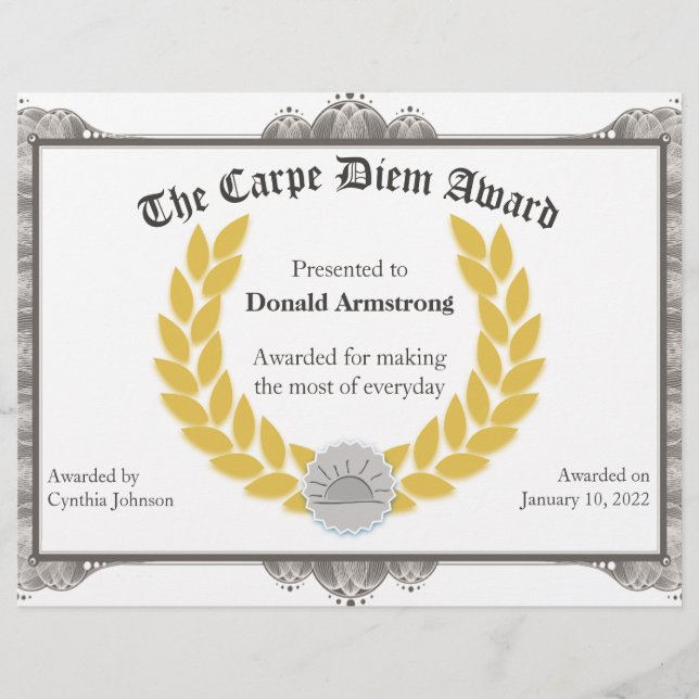 Funny Employee Award - Carpe Diem (Vorderseite)