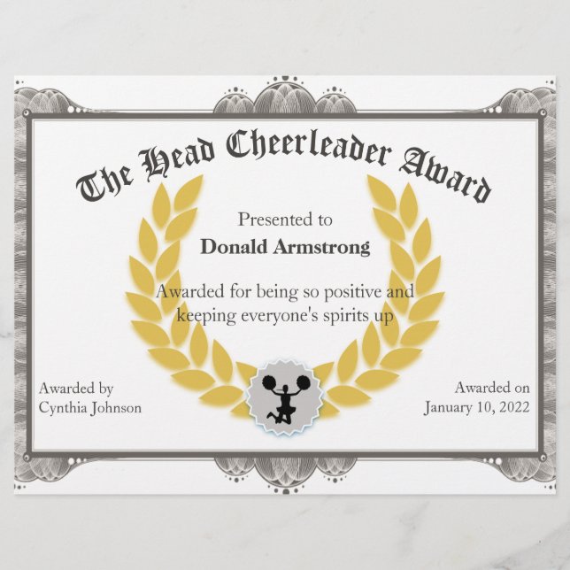 Funny Employee Award - Head Cheerleader (Vorderseite)