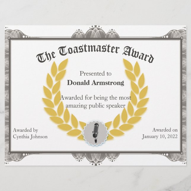 Funny Employee Award - Toastmaster (Vorderseite)