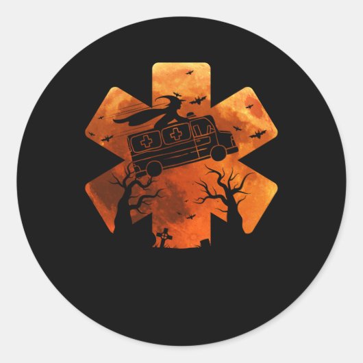 Funny EMT Paramedic EMS Halloween Wittenriding Amb Runder Aufkleber (Vorderseite)