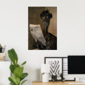 Funny Emu Bathroom Print, Newspaper Reading Animal Poster (Heimbüro)