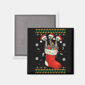 Funny Emu Bird In Xmas Socks Lights Christmas  Magnet (Vorderseite/Rückseite)