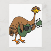 Funny Emu Bird Playing Gitarre Cartoon Postkarte (Vorderseite)