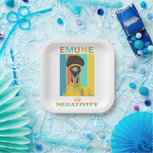 Funny Emu Bird Pun - Emune to Negativity Pappteller (Party)