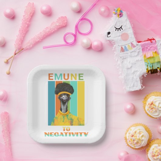 Funny Emu Bird Pun - Emune to Negativity Pappteller (Party)