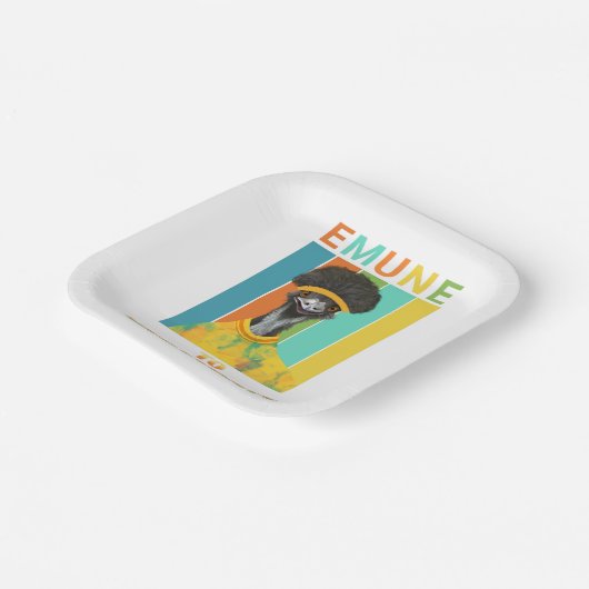 Funny Emu Bird Pun - Emune to Negativity Pappteller (Gewinkelt)