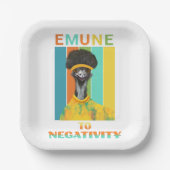 Funny Emu Bird Pun - Emune to Negativity Pappteller (Vorderseite)