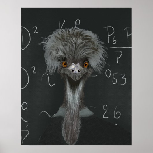 Funny Emu Einstein Poster (Vorne)