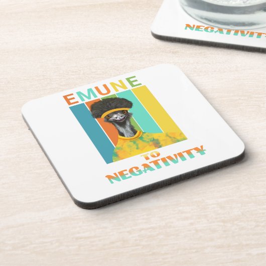 Funny Emu Pun - Emune to Negativity Getränkeuntersetzer (Linke Seite)