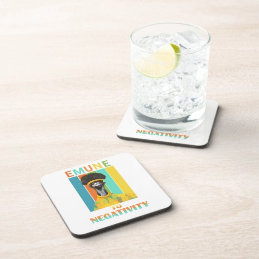 Funny Emu Pun - Emune to Negativity Getränkeuntersetzer (Rechte Seite)