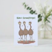 Funny emu trio Cartoon Illustration Postkarte (Stehend Vorderseite)