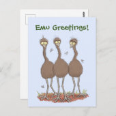 Funny emu trio Cartoon Illustration Postkarte (Vorne/Hinten)