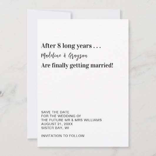 Funny Endlich Erheiratung Hochzeit Save The Date (Rückseite)