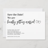 Funny Endlich Getried heiratet Save The Date (Vorderseite)