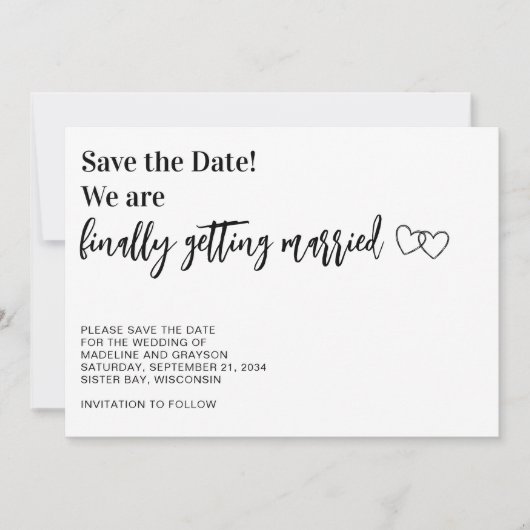 Funny Endlich Getried heiratet Save The Date (Vorderseite)