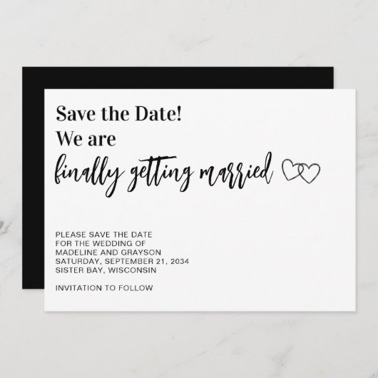 Funny Endlich Getried heiratet Save The Date (Vorne/Hinten)