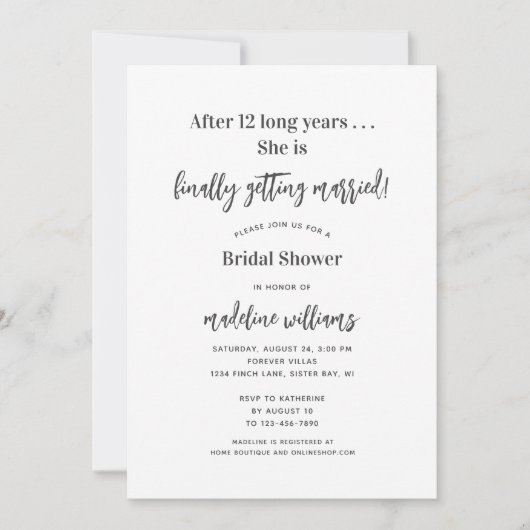 Funny Endlich Getried Married Brautparty Einladung (Vorderseite)