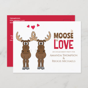 Funny Engagement Party Moose QR Code Facebook Postkarte