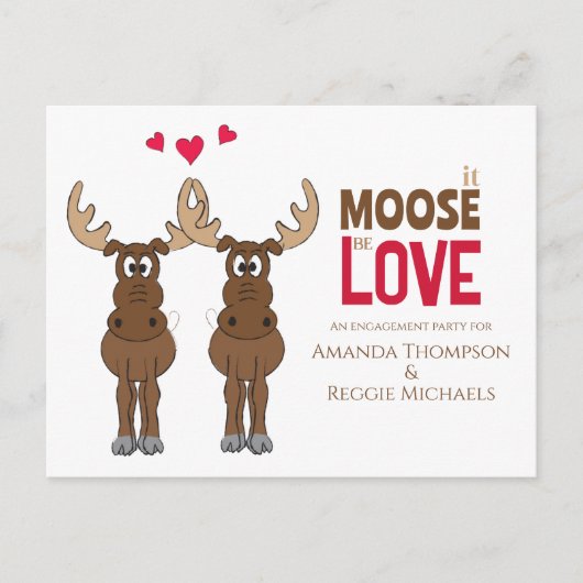 Funny Engagement Party Moose QR Code Facebook Postkarte (Vorderseite)