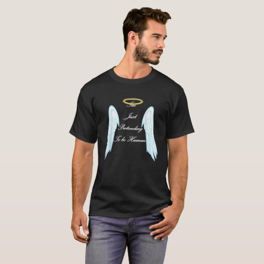 Funny Engel Design mit coolen Flügeln und Halo T-Shirt (Vorne ganz)
