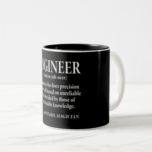 Funny Engineer Definition Zwei-Tone-Kaffee-Tasse Zweifarbige Tasse (VorderseiteRechts)