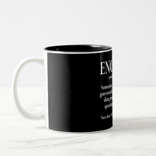 Funny Engineer Definition Zwei-Tone-Kaffee-Tasse Zweifarbige Tasse (Links)