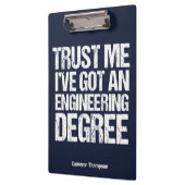 Funny Engineering Abschluss Custom Engineer Blau Klemmbrett (Links)