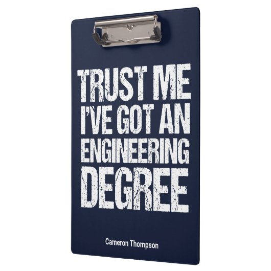 Funny Engineering Abschluss Custom Engineer Blau Klemmbrett (Links)