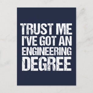 Funny Engineering Abschluss Engineer Degree Blue Postkarte