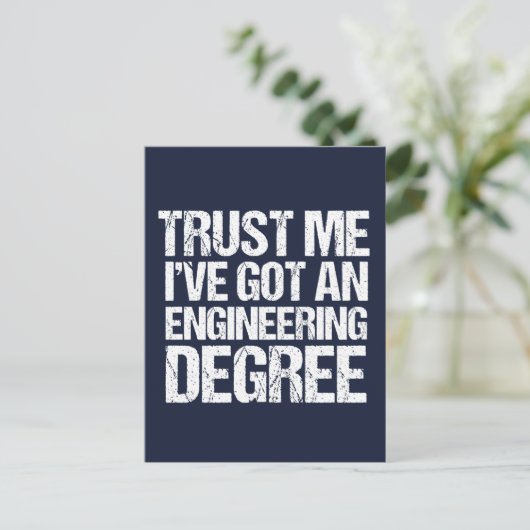 Funny Engineering Abschluss Engineer Degree Blue Postkarte (Stehend Vorderseite)