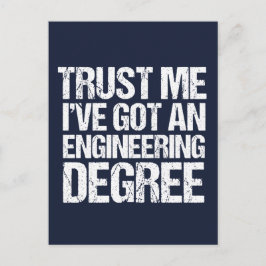 Funny Engineering Abschluss Engineer Degree Blue Postkarte