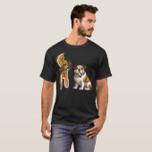 Funny English Bulldog Dog Biting Gingerbread Merry T-Shirt (Vorne ganz)