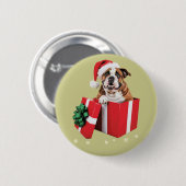 Funny English Bulldog Dog Tree Weihnachtsbeleuchtu Button (Vorne & Hinten)