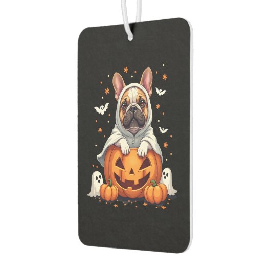 Funny English Bulldog Ghost Boo Halloween Womens M Autolufterfrischer (Links)