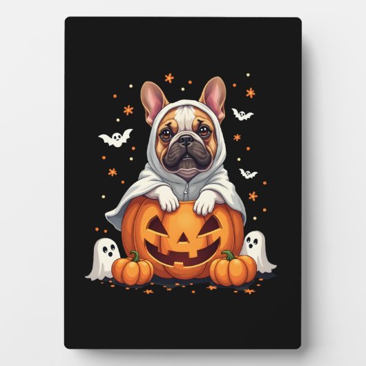 Funny English Bulldog Ghost Boo Halloween Womens M Fotoplatte (Vorderseite)