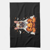Funny English Bulldog Ghost Boo Halloween Womens M Geschirrtuch (Vertikal)