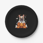 Funny English Bulldog Ghost Boo Halloween Womens M Pappteller (Vorderseite)