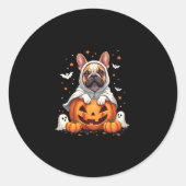 Funny English Bulldog Ghost Boo Halloween Womens M Runder Aufkleber (Vorderseite)