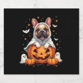 Funny English Bulldog Ghost Boo Halloween Womens M Schaumweinetikett (Einzelnes Label)