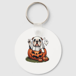 Funny English Bulldog Ghost Boo Halloween Womens M Schlüsselanhänger