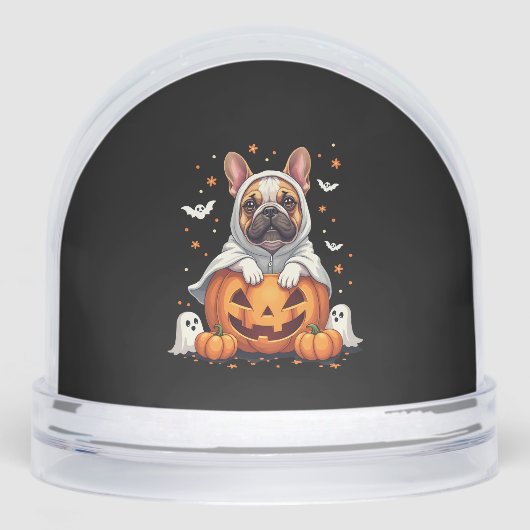Funny English Bulldog Ghost Boo Halloween Womens M Schneekugeln (Vorderseite)