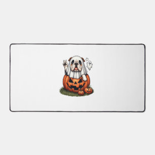 Funny English Bulldog Ghost Boo Halloween Womens M Schreibtischunterlage