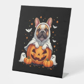 Funny English Bulldog Ghost Boo Halloween Womens M Sockelschild (Vorderseite)
