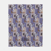 Funny English Bulldog Lila Tiled Fleecedecke (Vorderseite)