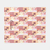 Funny English Bulldog Pink und gelb getupft Fleecedecke (Vorderseite (Horizontal))