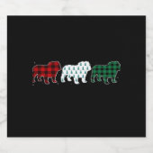 Funny English Bulldog Red Kariert Christmas Dog Li Schaumweinetikett (Einzelnes Label)