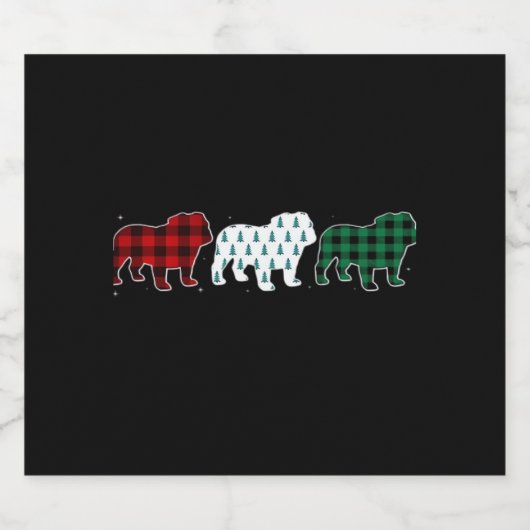 Funny English Bulldog Red Kariert Christmas Dog Li Schaumweinetikett (Einzelnes Label)