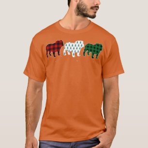 Funny English Bulldog Red Kariert Christmas Tree D T-Shirt